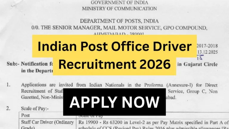 Indian Post Office Driver Recruitment 2026