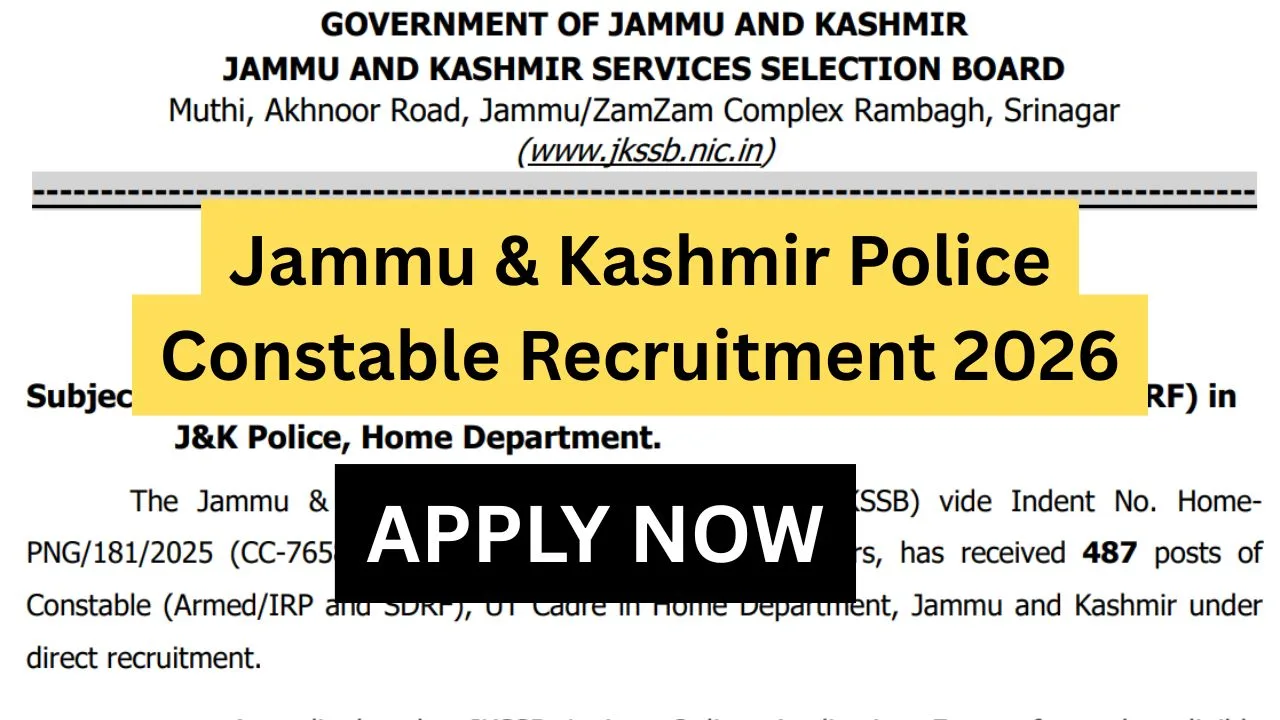 Jammu & Kashmir Police Constable Recruitment 2026