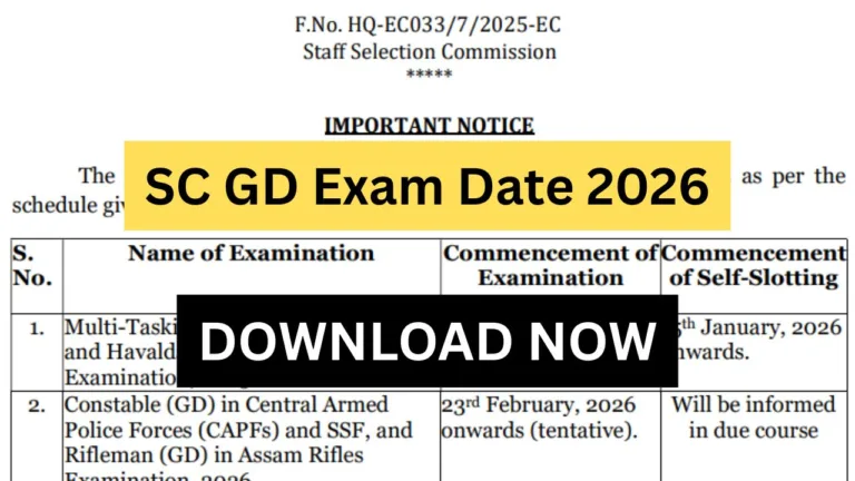 SC GD Exam Date 2026