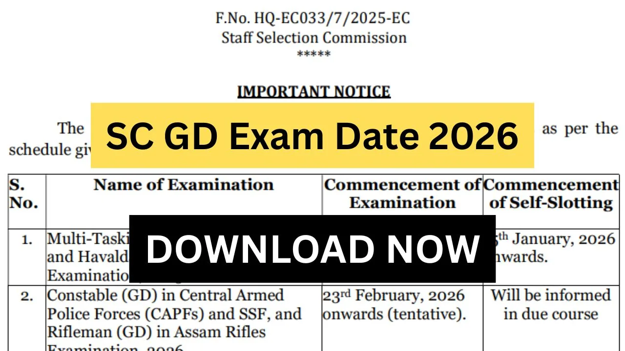 SC GD Exam Date 2026