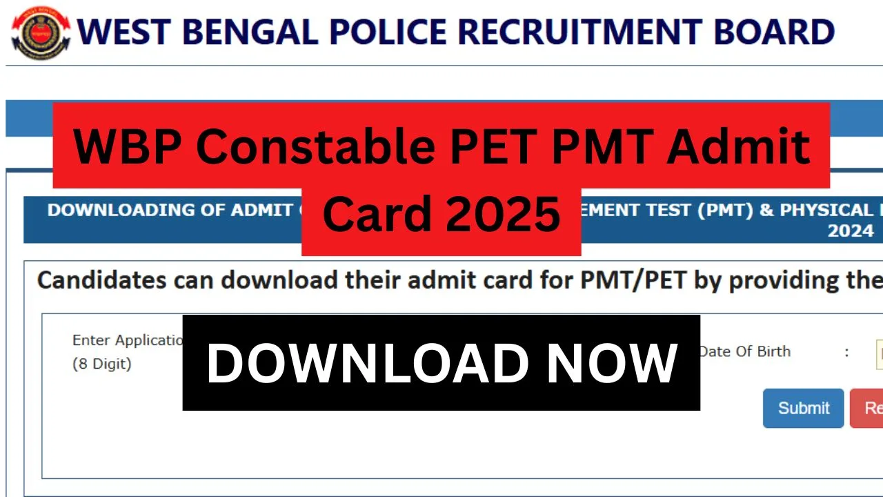 WBP Constable PET PMT Admit Card 2025