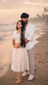 Romantic Couple Beach Photo Edit AI Prompt Generator Free Online